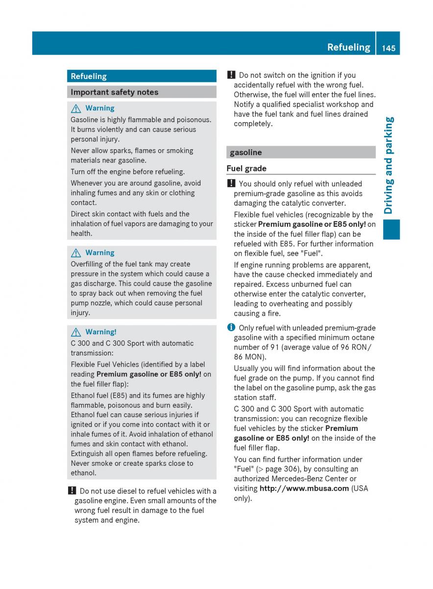 Mercedes Benz C Class W204 owners manual / page 147