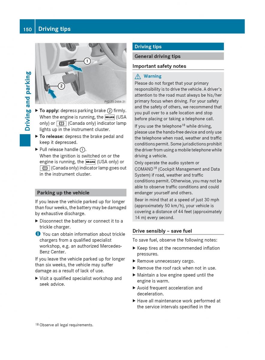 Mercedes Benz C Class W204 owners manual / page 152