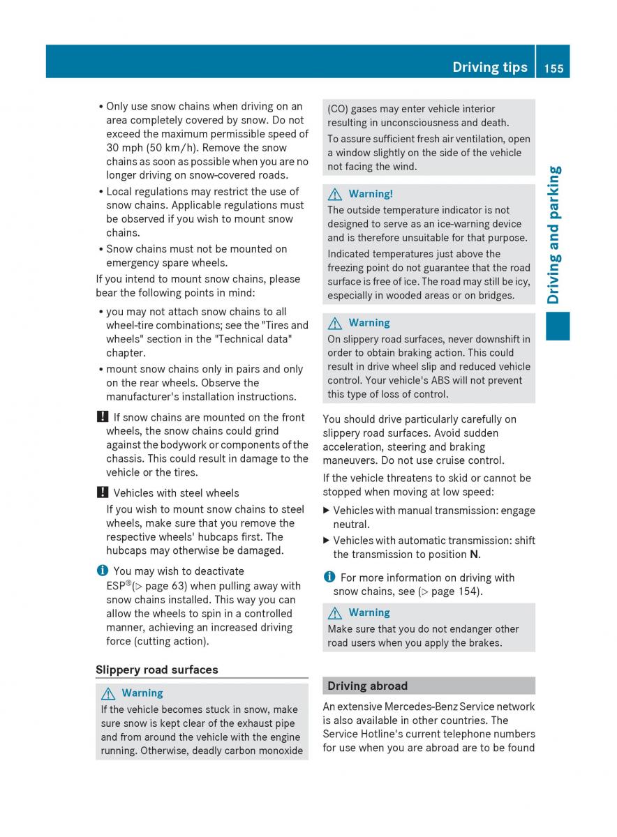 Mercedes Benz C Class W204 owners manual / page 157