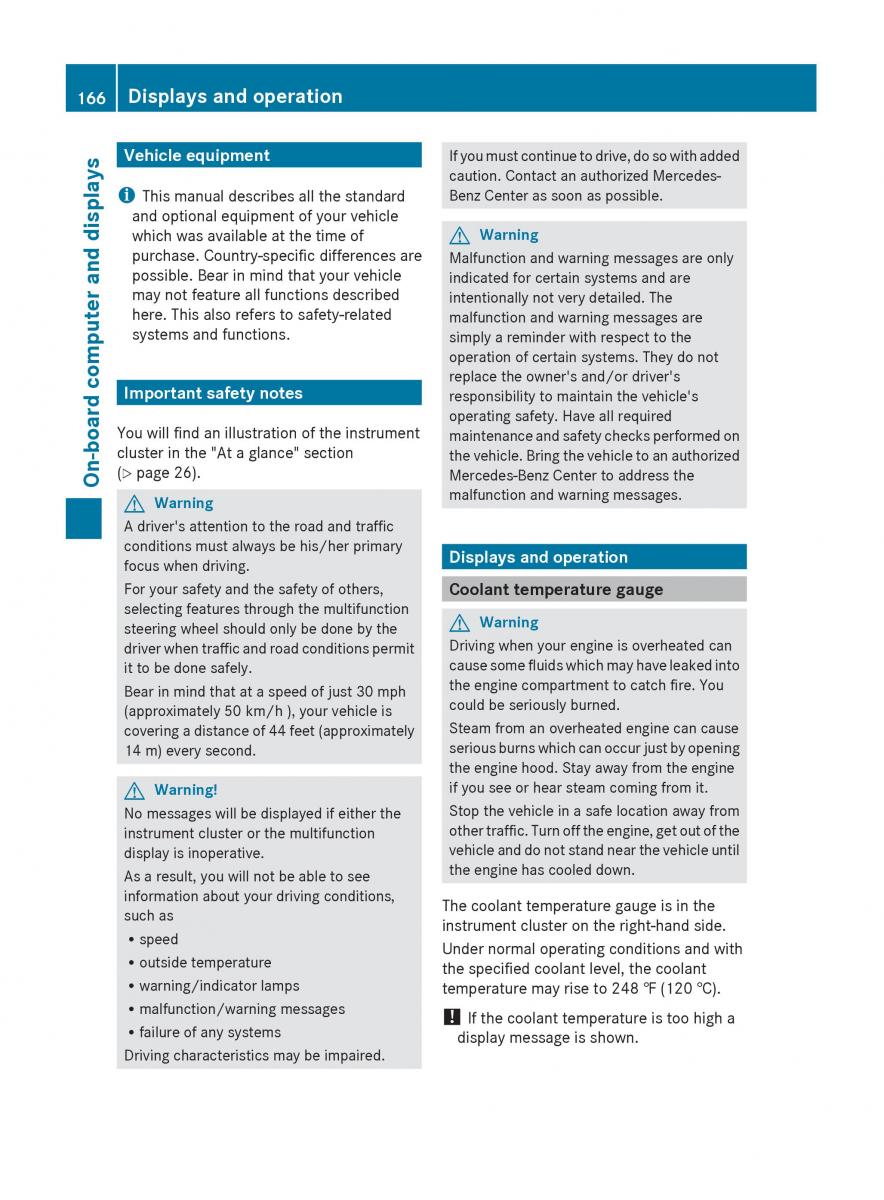 Mercedes Benz C Class W204 owners manual / page 168