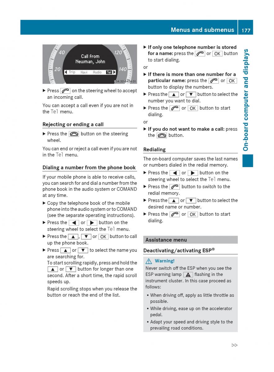 Mercedes Benz C Class W204 owners manual / page 179