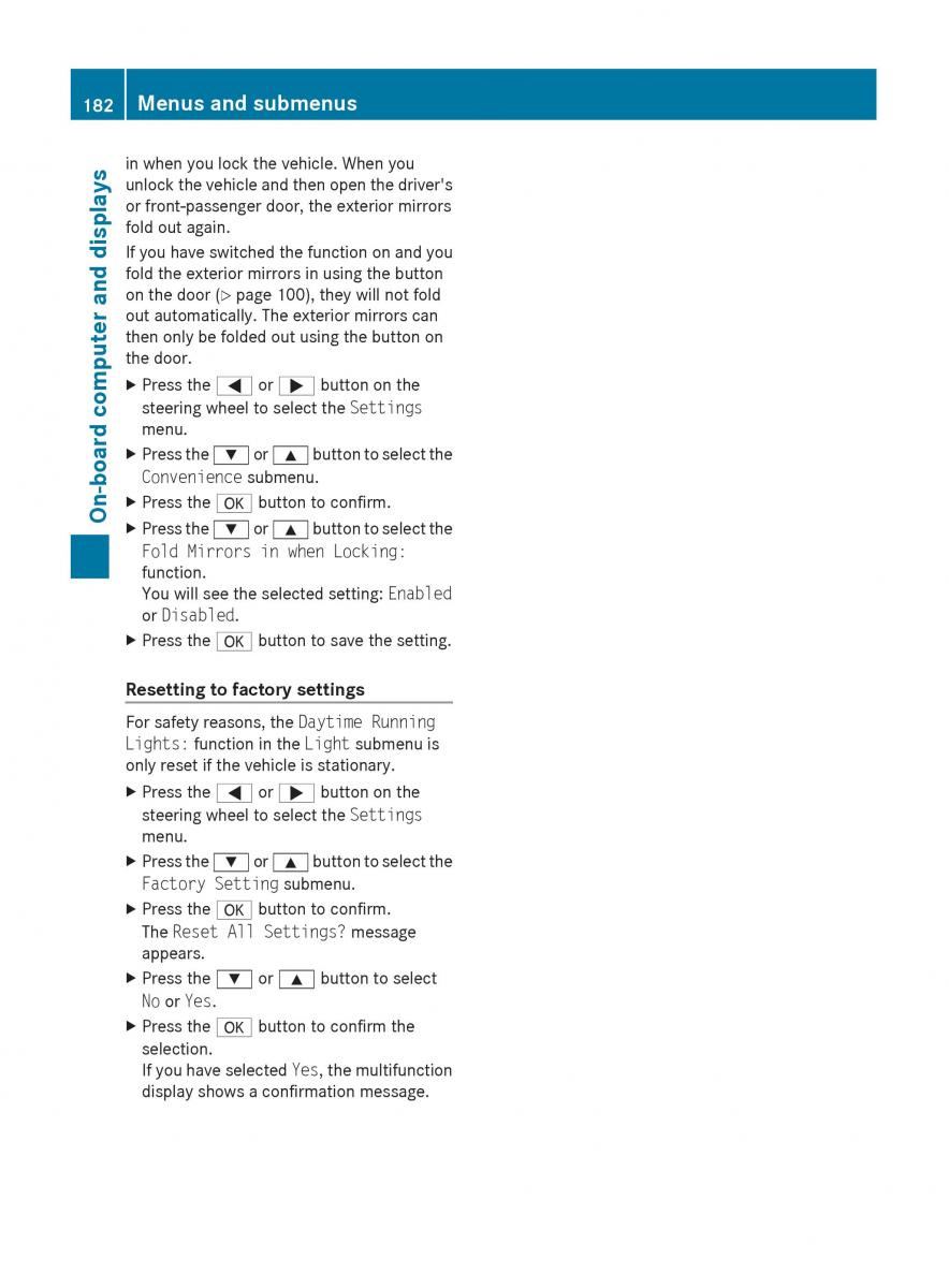 Mercedes Benz C Class W204 owners manual / page 184