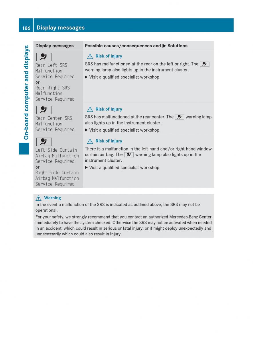 Mercedes Benz C Class W204 owners manual / page 188