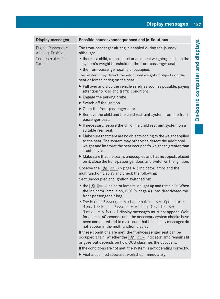 Mercedes Benz C Class W204 owners manual / page 189