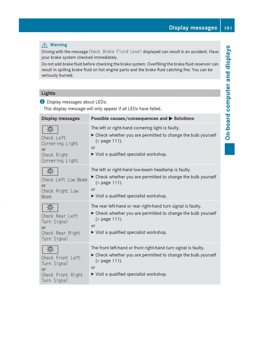 Mercedes Benz C Class W204 owners manual / page 193