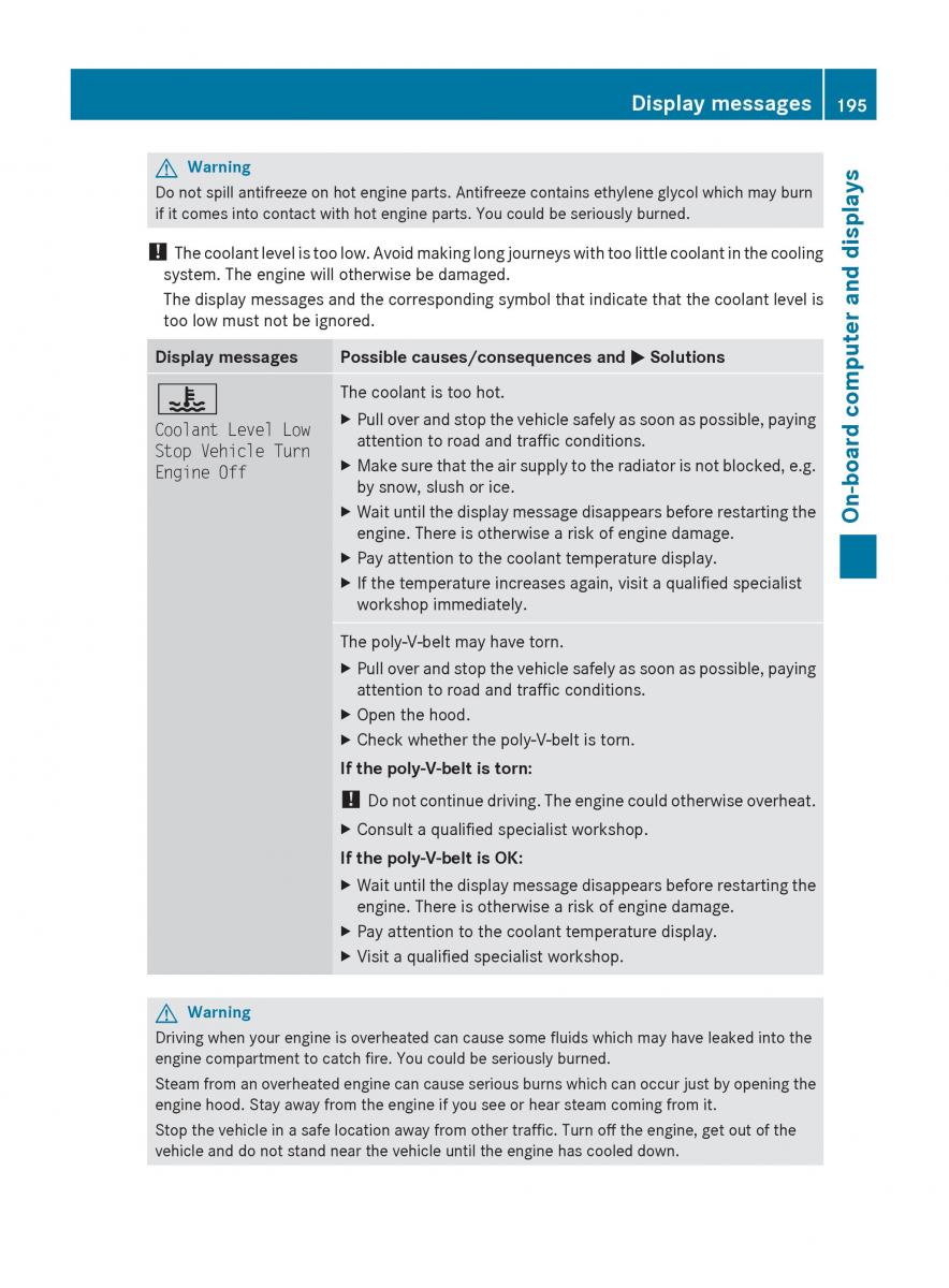 Mercedes Benz C Class W204 owners manual / page 197