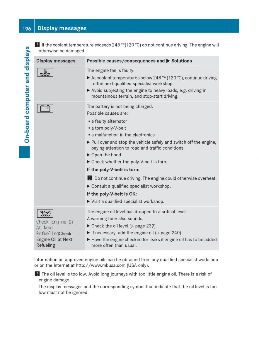 Mercedes Benz C Class W204 owners manual / page 198