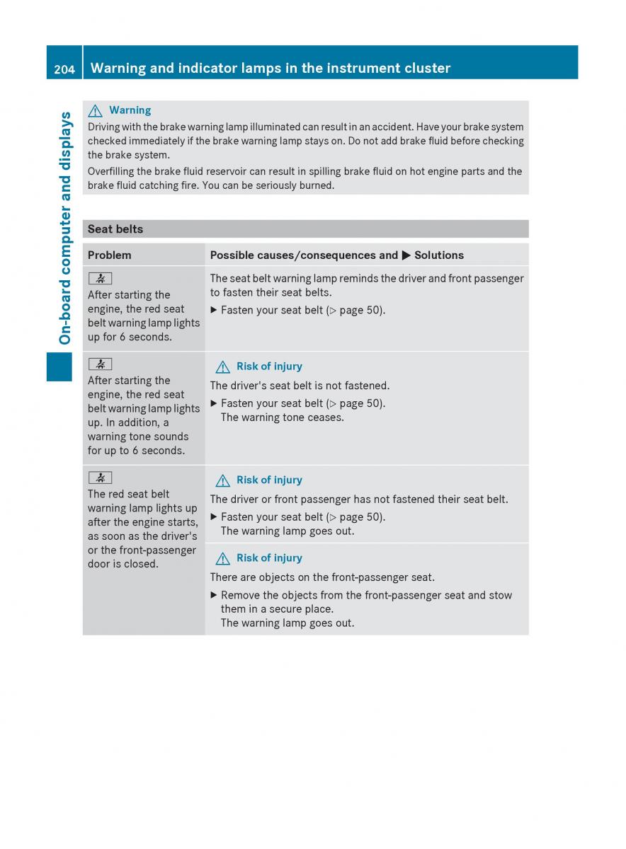 Mercedes Benz C Class W204 owners manual / page 206