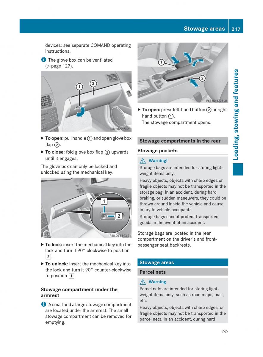 Mercedes Benz C Class W204 owners manual / page 219