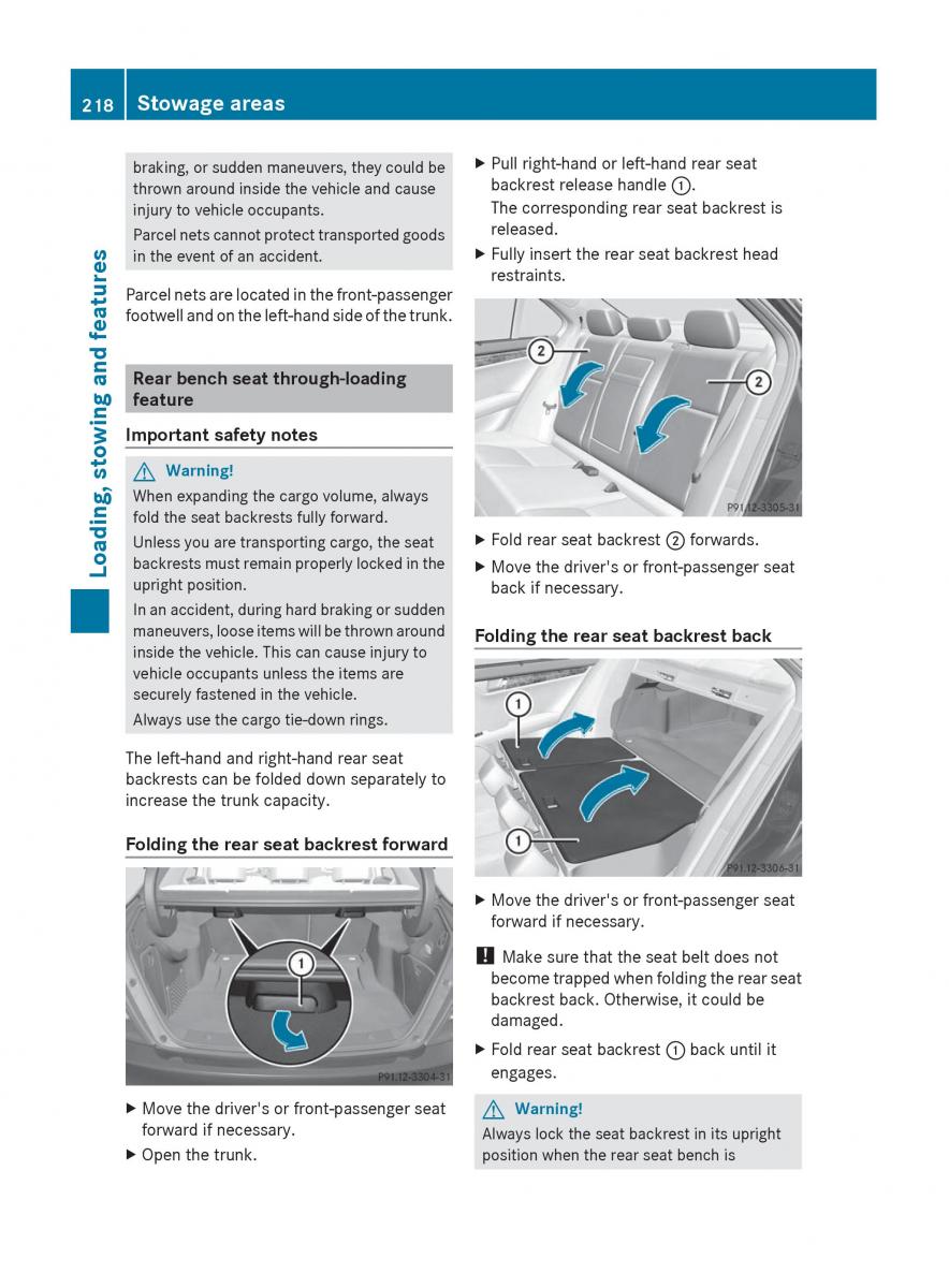 Mercedes Benz C Class W204 owners manual / page 220