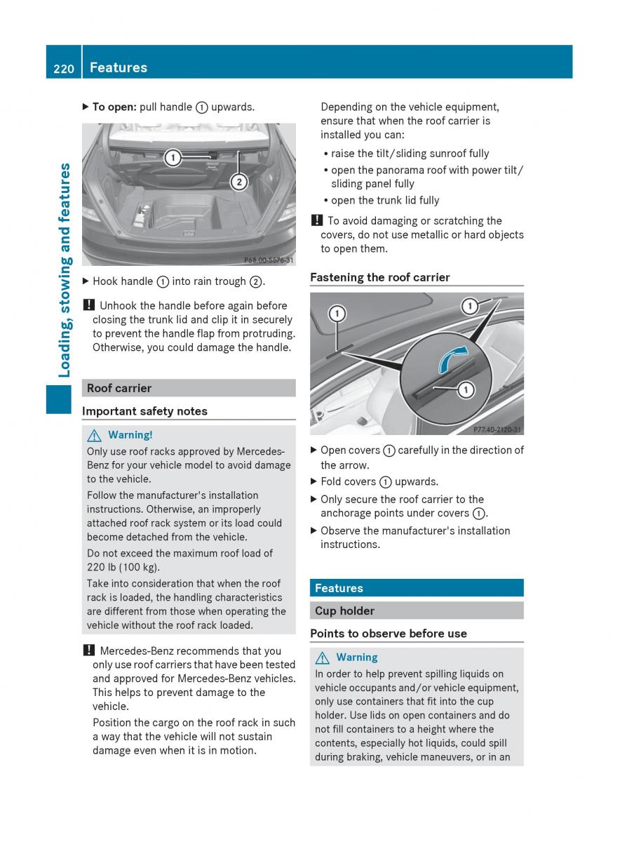 Mercedes Benz C Class W204 owners manual / page 222