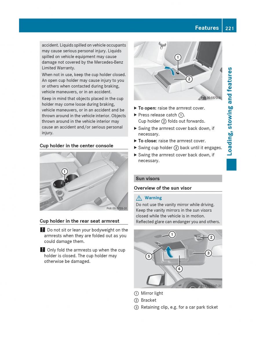 Mercedes Benz C Class W204 owners manual / page 223