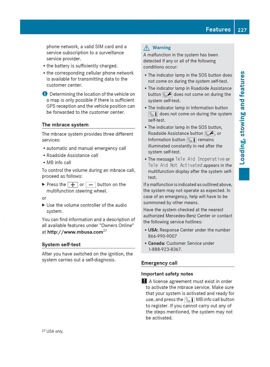 Mercedes Benz C Class W204 owners manual / page 229