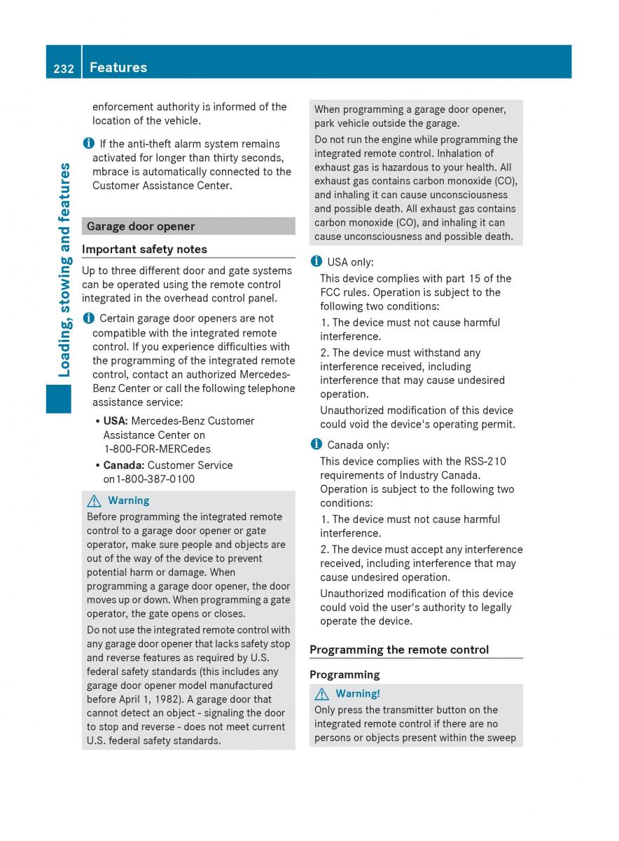 Mercedes Benz C Class W204 owners manual / page 234