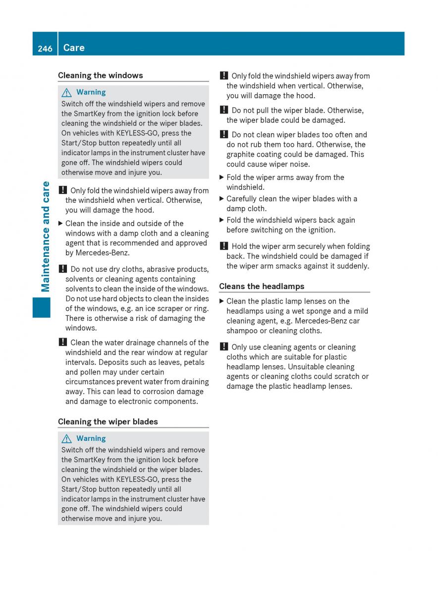 Mercedes Benz C Class W204 owners manual / page 248