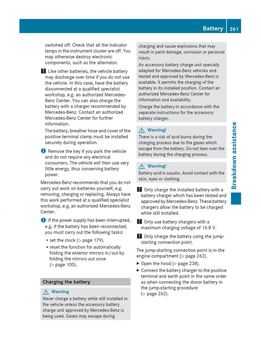 Mercedes Benz C Class W204 owners manual / page 263