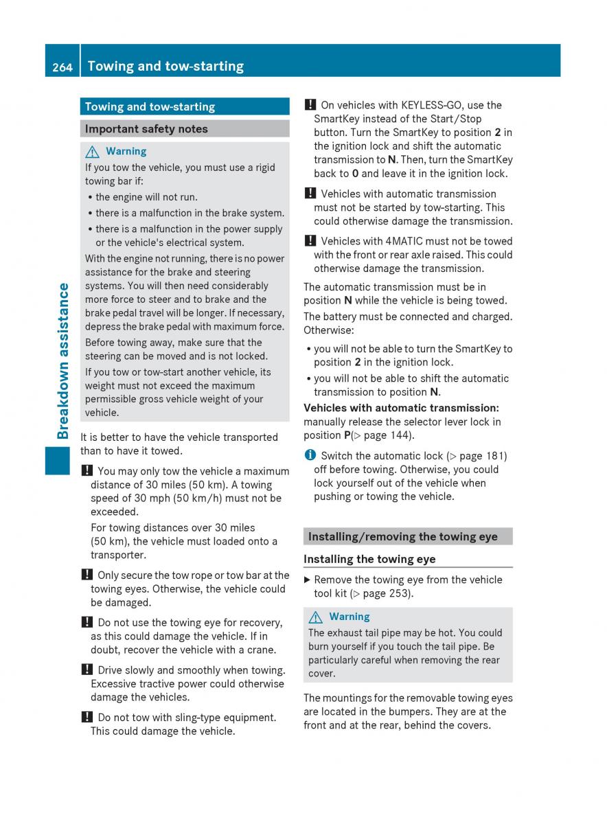 Mercedes Benz C Class W204 owners manual / page 266