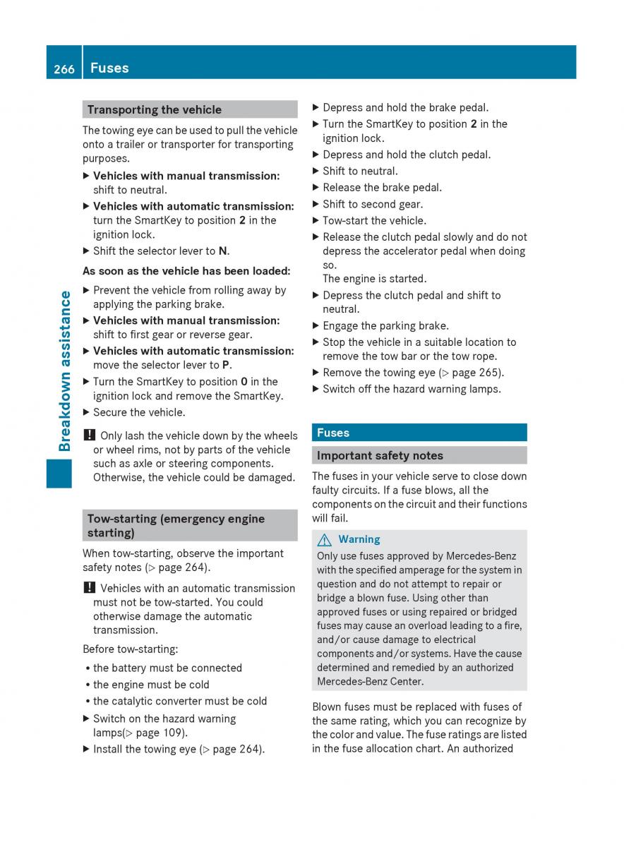 Mercedes Benz C Class W204 owners manual / page 268