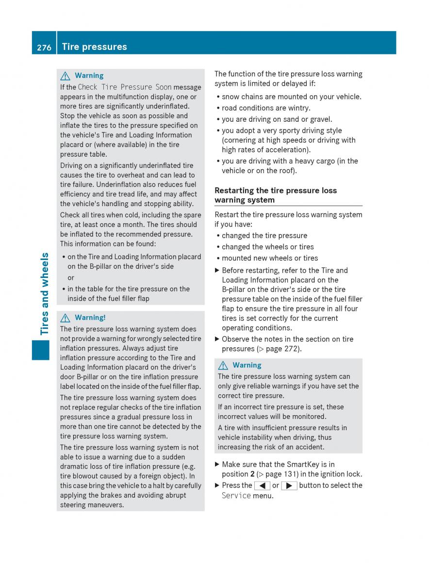 Mercedes Benz C Class W204 owners manual / page 278