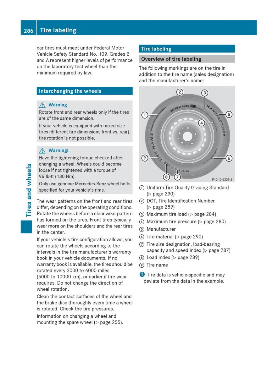 Mercedes Benz C Class W204 owners manual / page 288