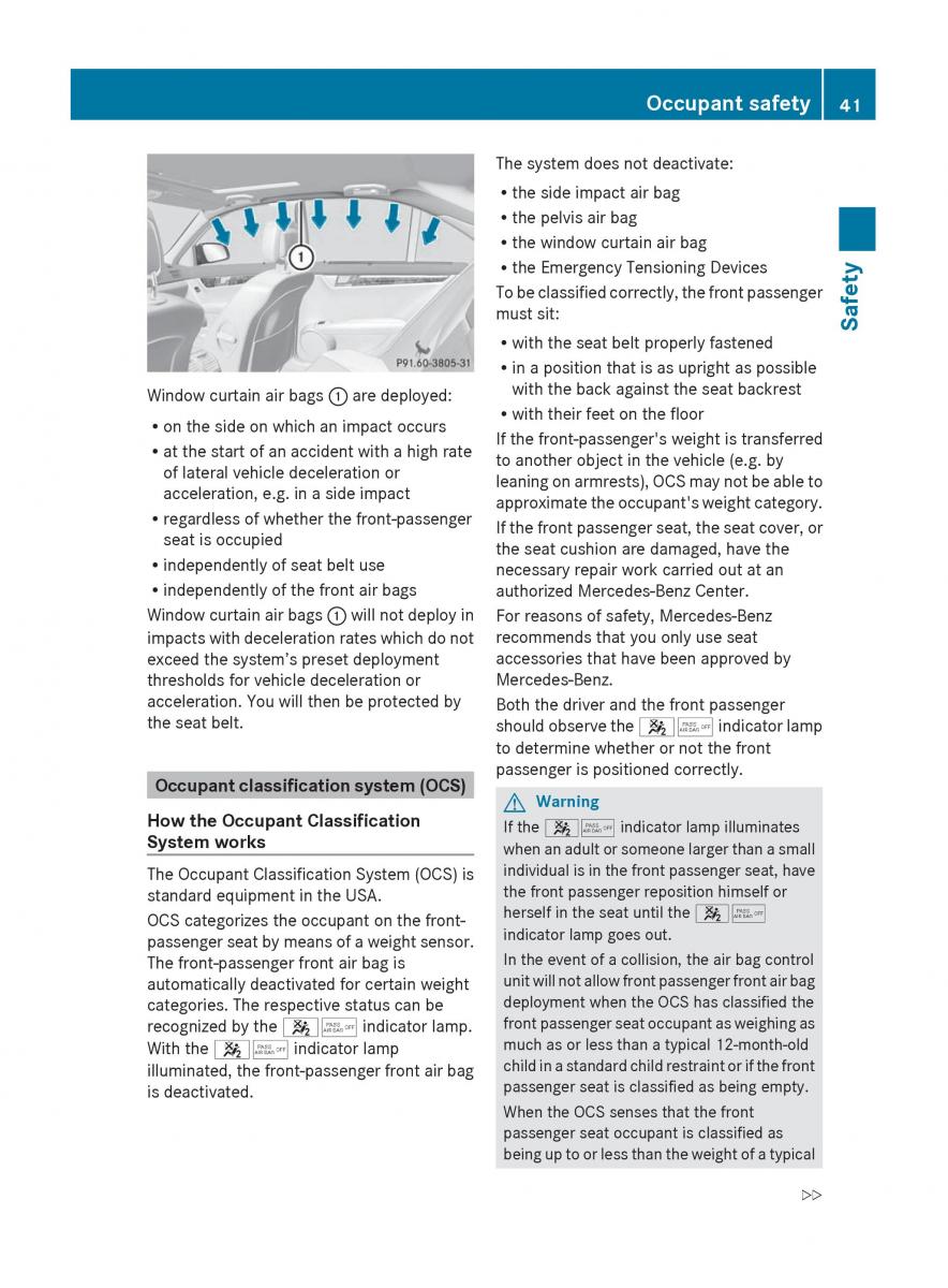 Mercedes Benz C Class W204 owners manual / page 43