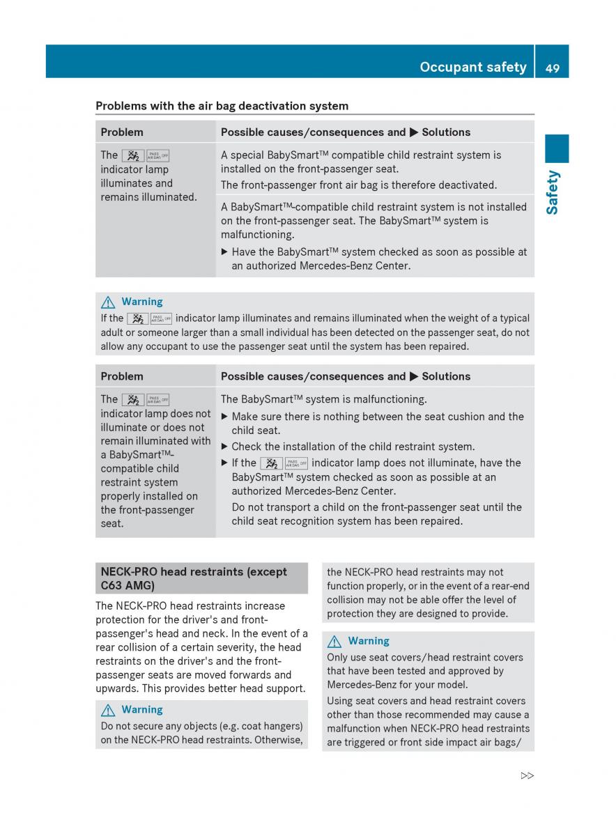 Mercedes Benz C Class W204 owners manual / page 51