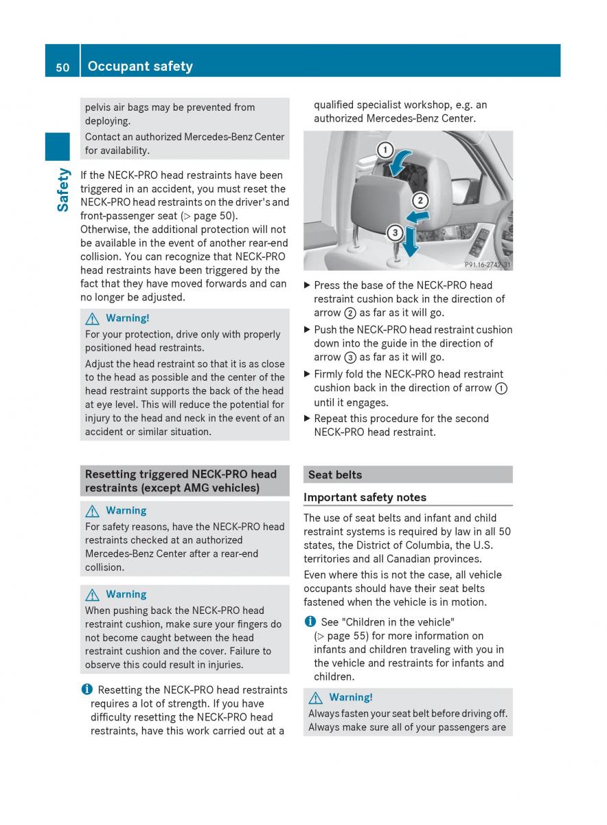 Mercedes Benz C Class W204 owners manual / page 52