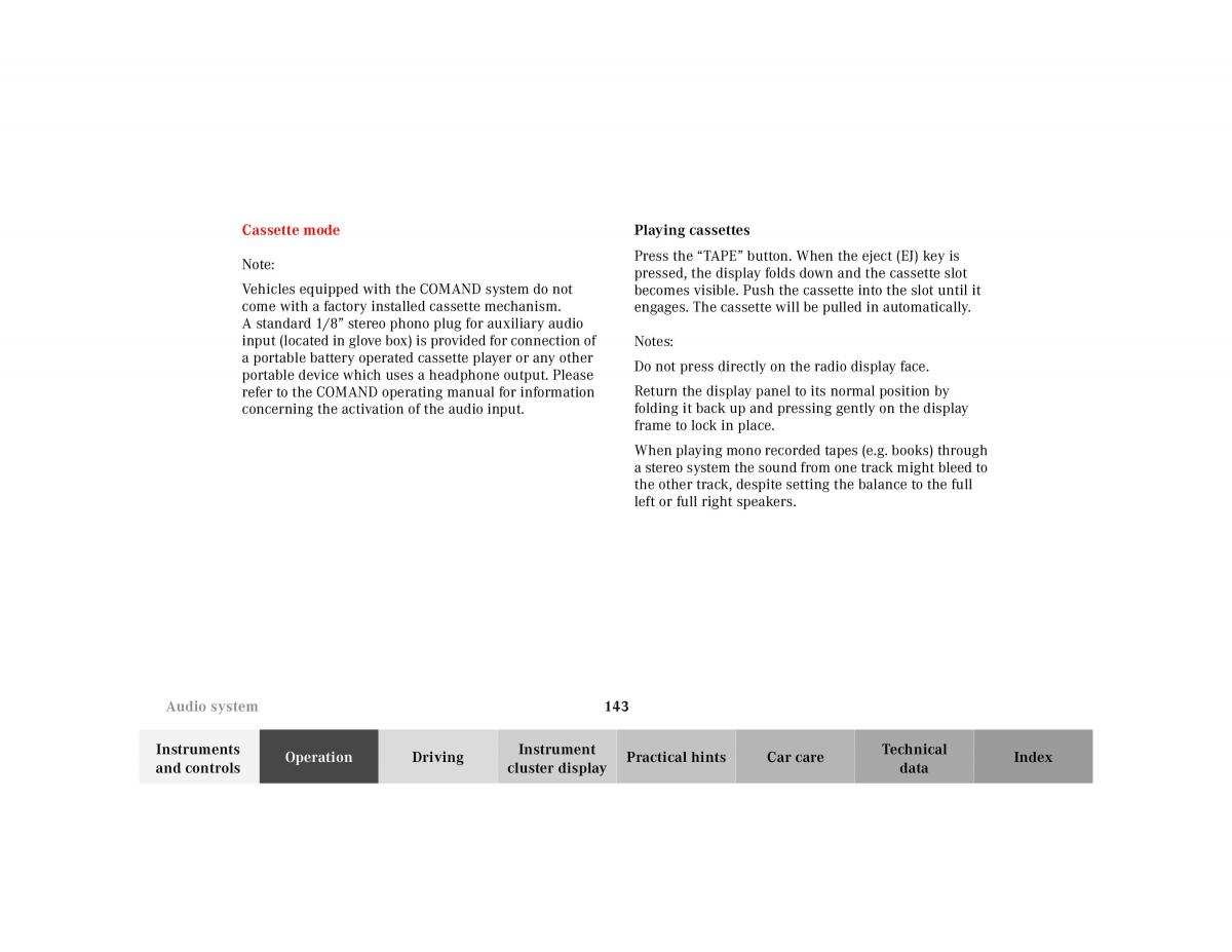 manual Mercedes E Mercedes Benz E Class W210 owners manual / page 146