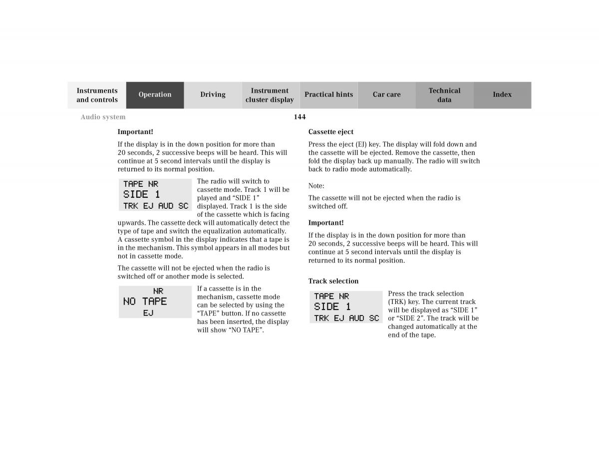 manual Mercedes E Mercedes Benz E Class W210 owners manual / page 147