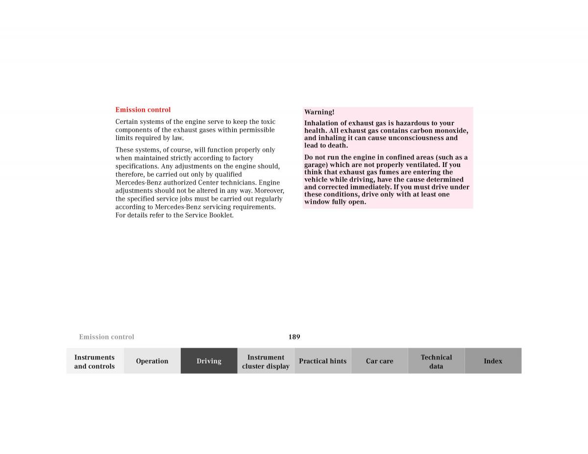 manual Mercedes E Mercedes Benz E Class W210 owners manual / page 192