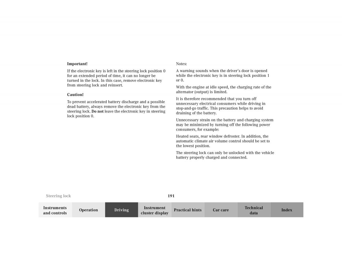 manual Mercedes E Mercedes Benz E Class W210 owners manual / page 194