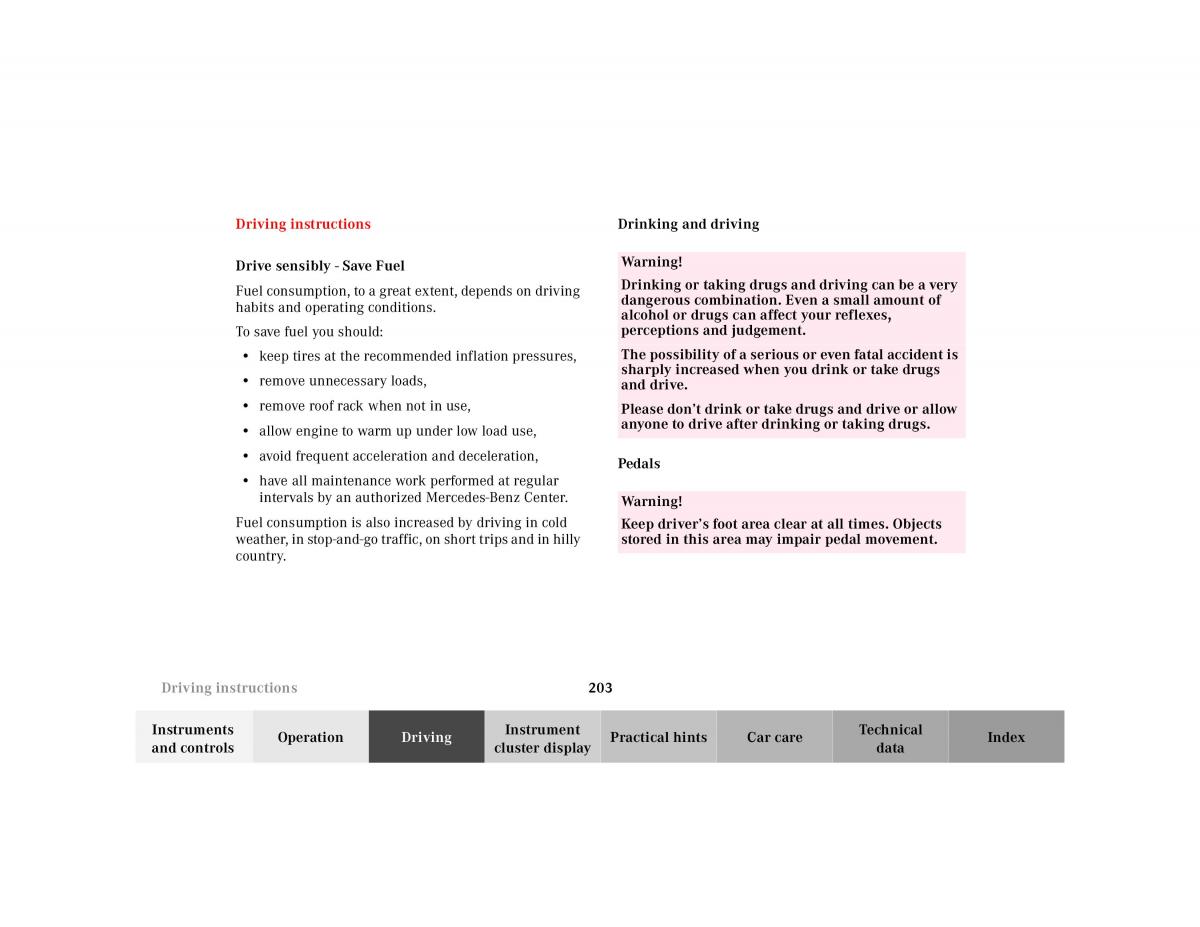 manual Mercedes E Mercedes Benz E Class W210 owners manual / page 206