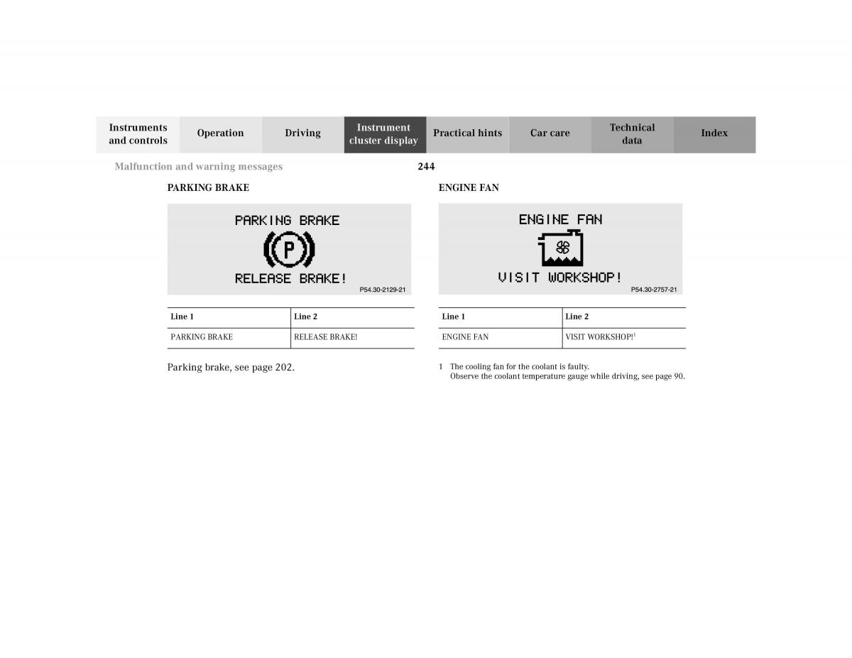 manual Mercedes E Mercedes Benz E Class W210 owners manual / page 247