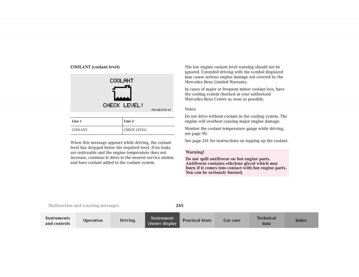 manual Mercedes E Mercedes Benz E Class W210 owners manual / page 248