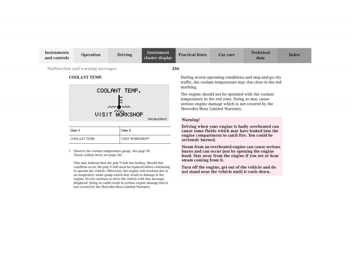 manual Mercedes E Mercedes Benz E Class W210 owners manual / page 249