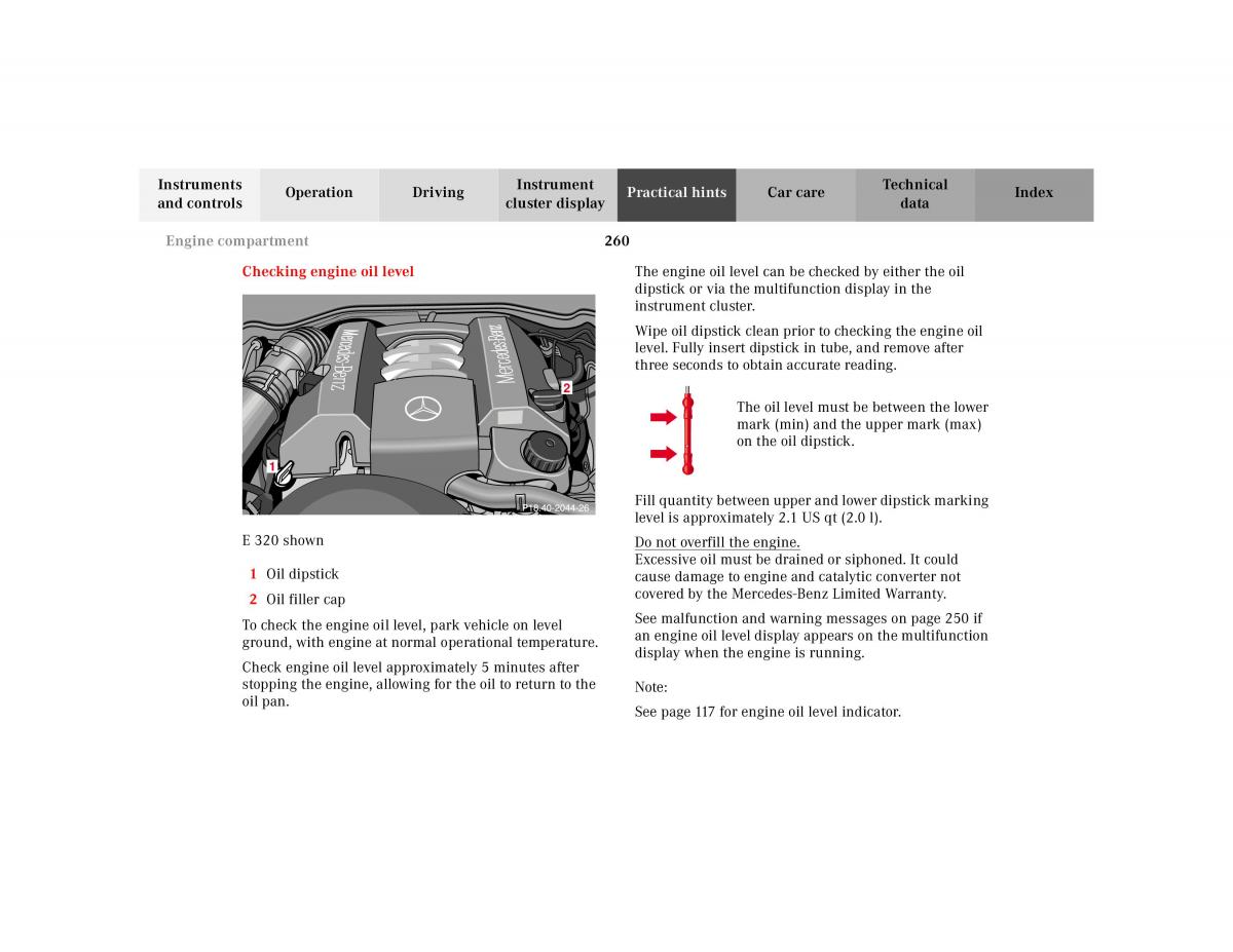 manual Mercedes E Mercedes Benz E Class W210 owners manual / page 263