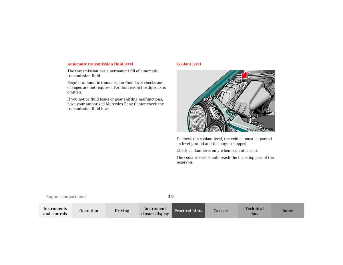 manual Mercedes E Mercedes Benz E Class W210 owners manual / page 264