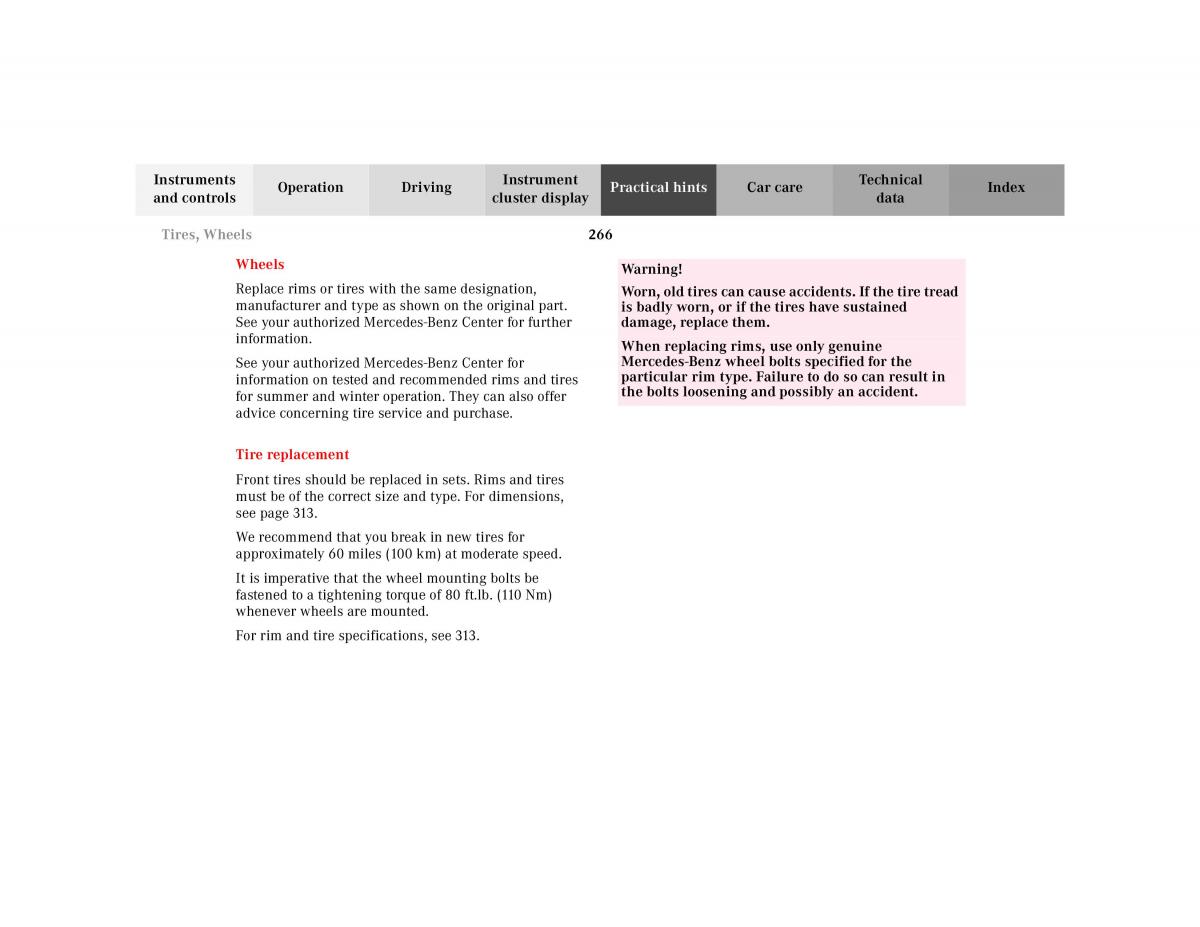 manual Mercedes E Mercedes Benz E Class W210 owners manual / page 269