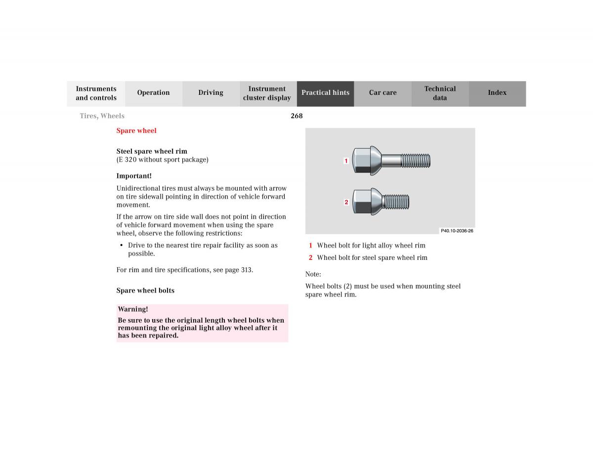 manual Mercedes E Mercedes Benz E Class W210 owners manual / page 271