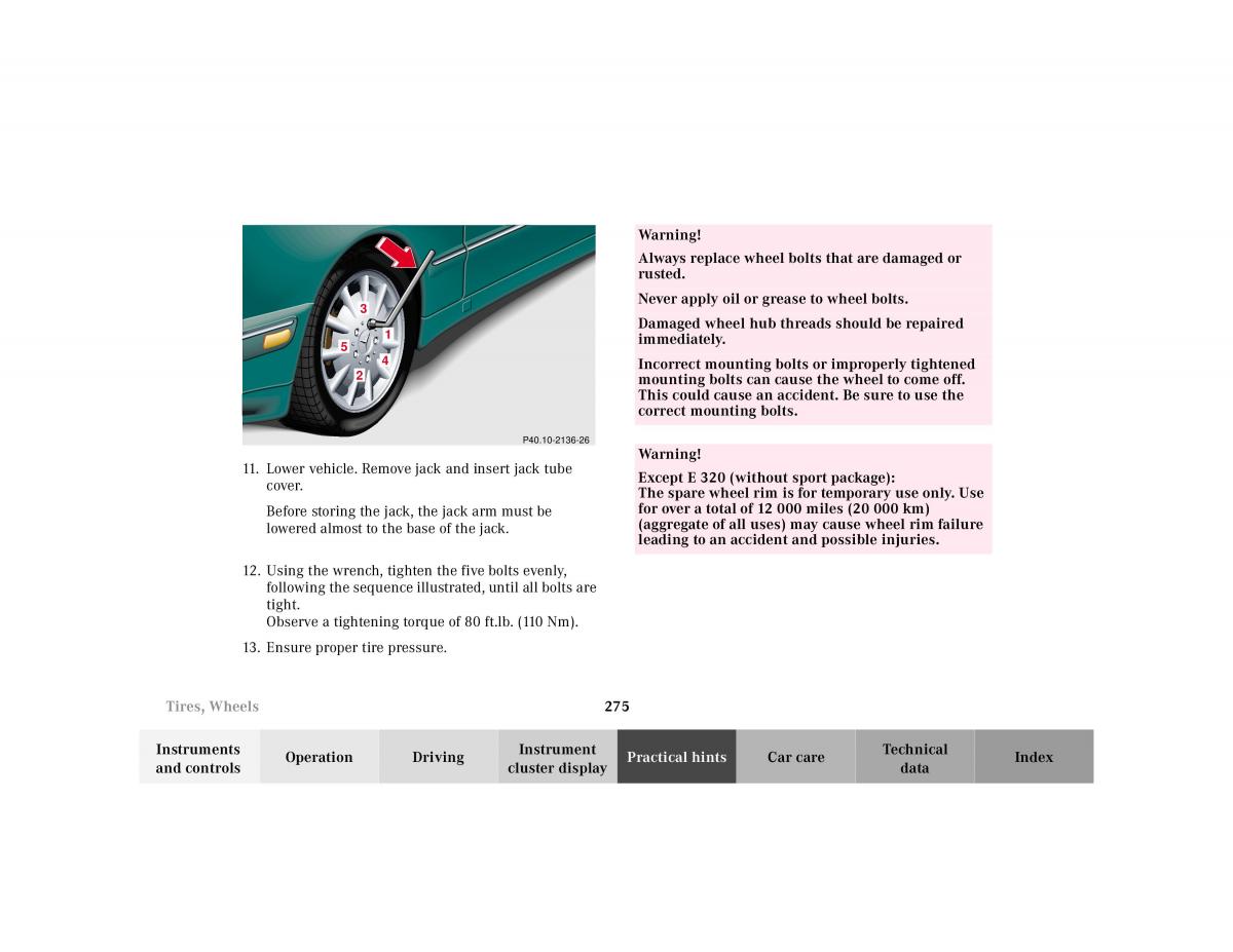 manual Mercedes E Mercedes Benz E Class W210 owners manual / page 278