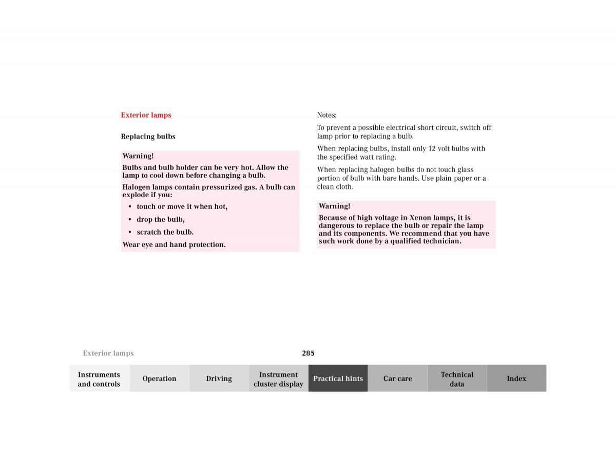 manual Mercedes E Mercedes Benz E Class W210 owners manual / page 288