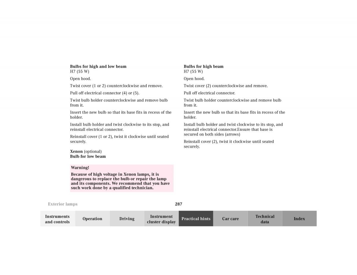 manual Mercedes E Mercedes Benz E Class W210 owners manual / page 290