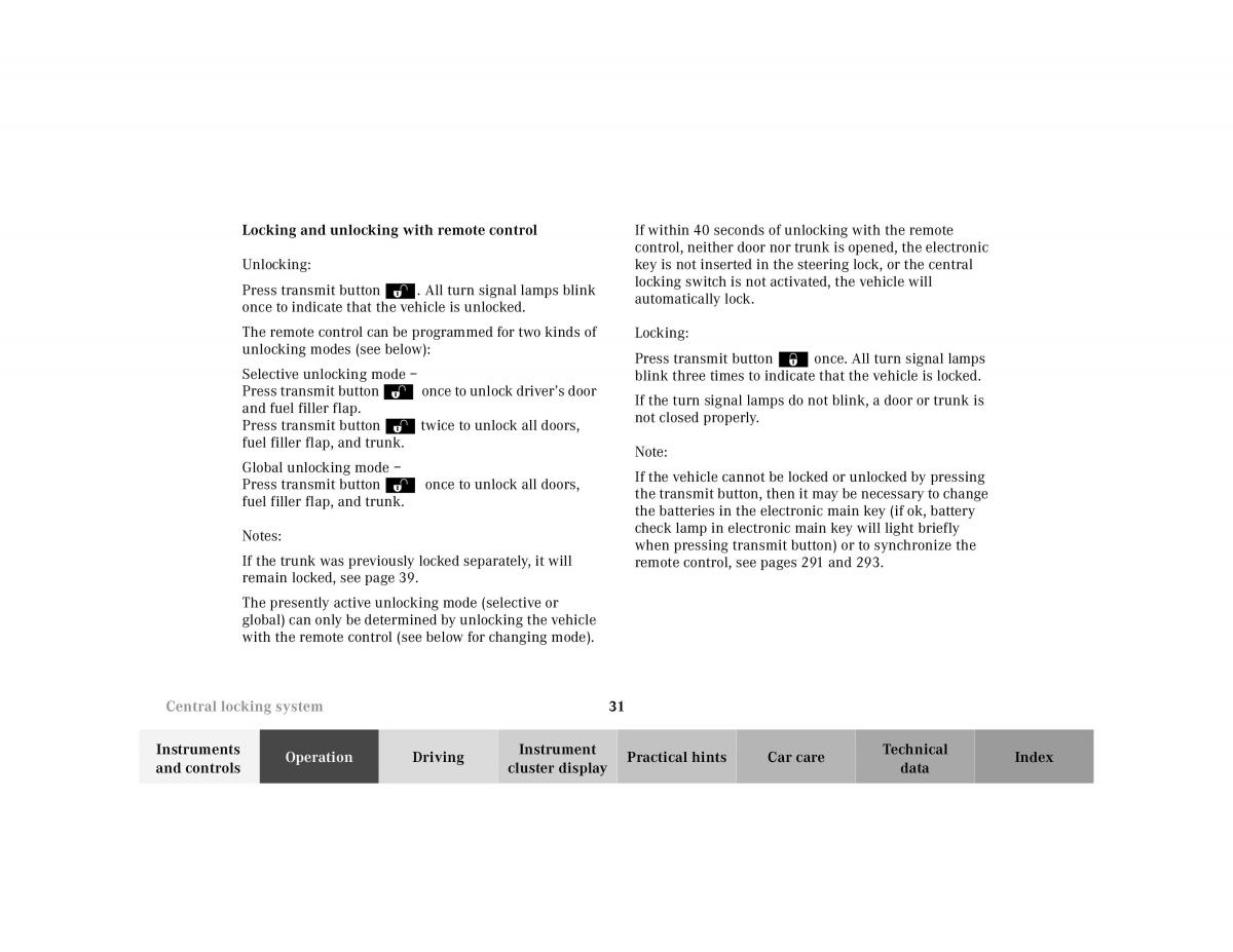 manual Mercedes E Mercedes Benz E Class W210 owners manual / page 34