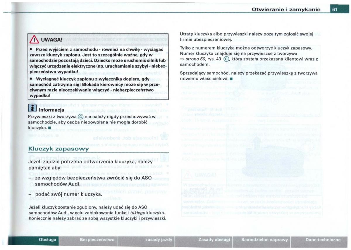 Audi A6 C5 instrukcja obslugi / page 58