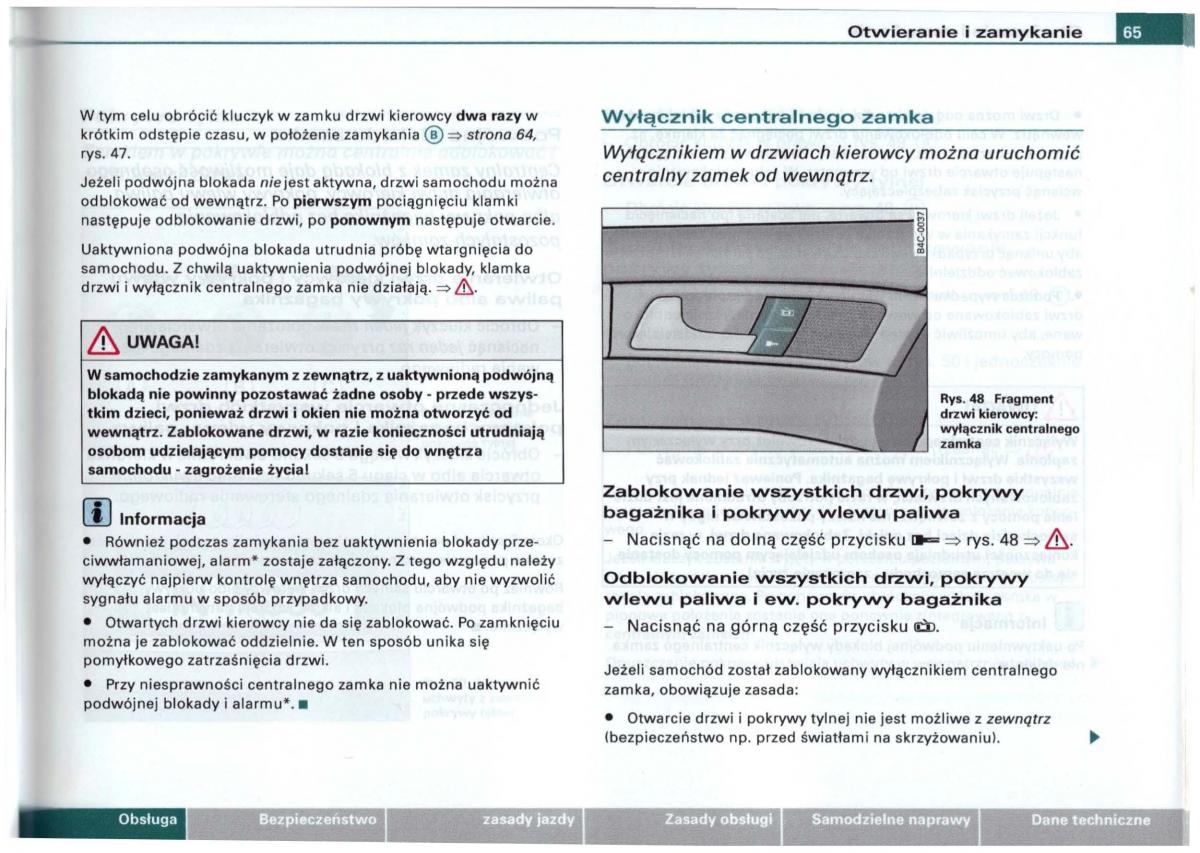 Audi A6 C5 instrukcja obslugi / page 62