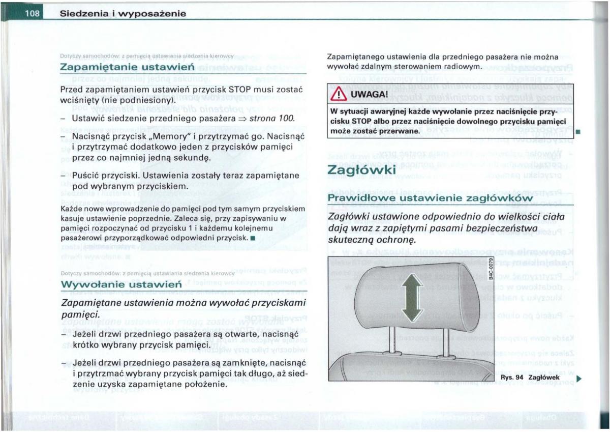 Audi A6 C5 instrukcja obslugi / page 105