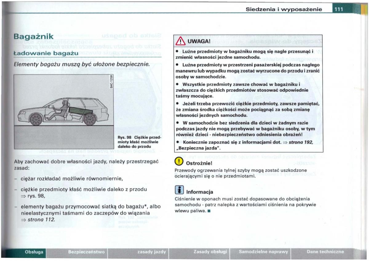 Audi A6 C5 instrukcja obslugi / page 108