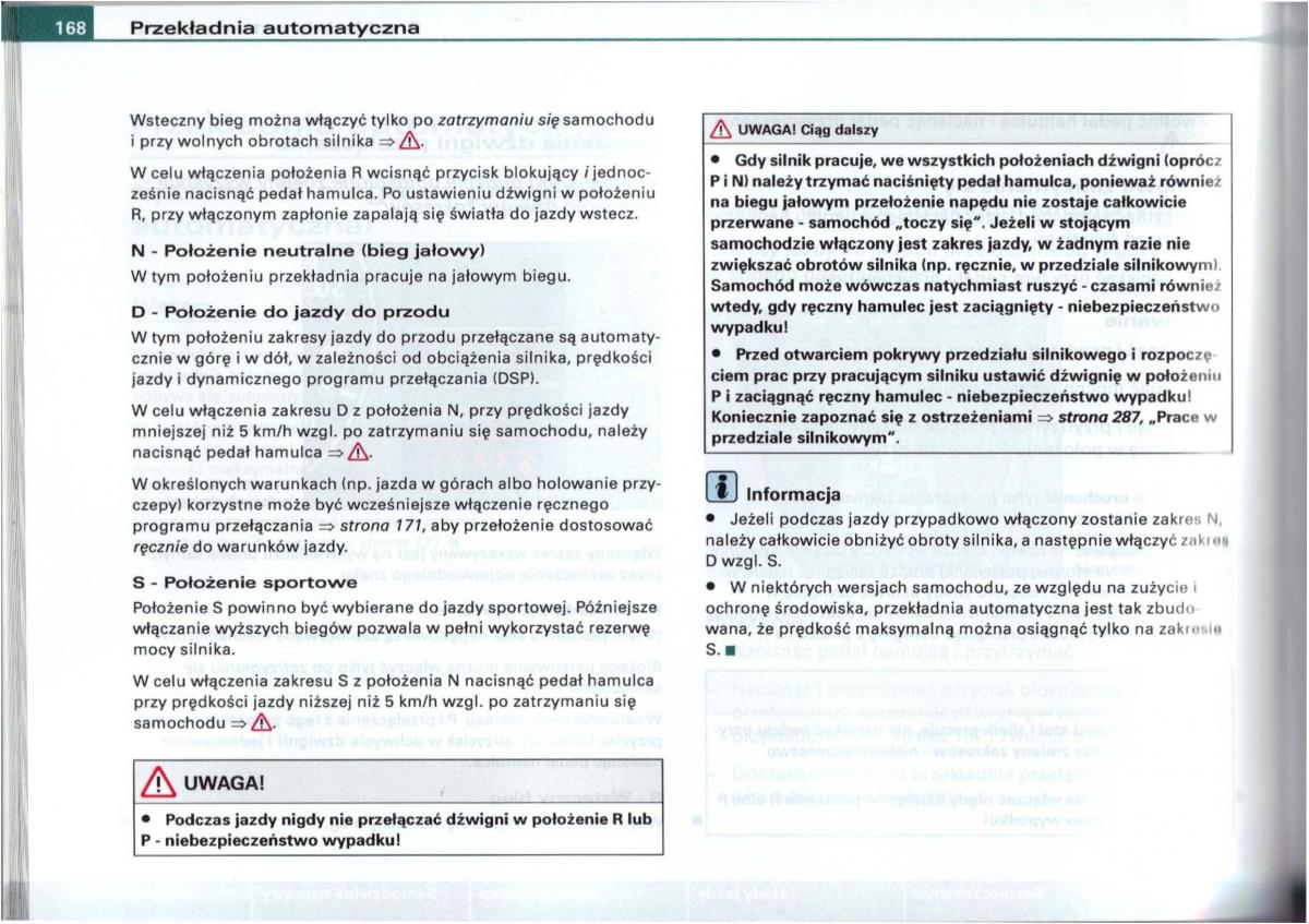 Audi A6 C5 instrukcja obslugi / page 165