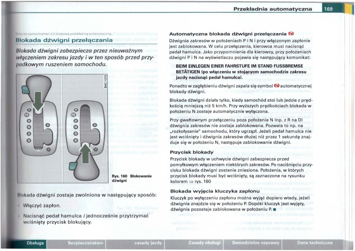 Audi A6 C5 instrukcja obslugi / page 166