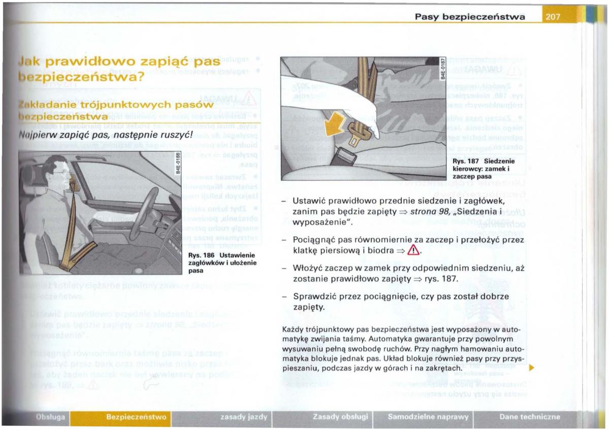 Audi A6 C5 instrukcja obslugi / page 203